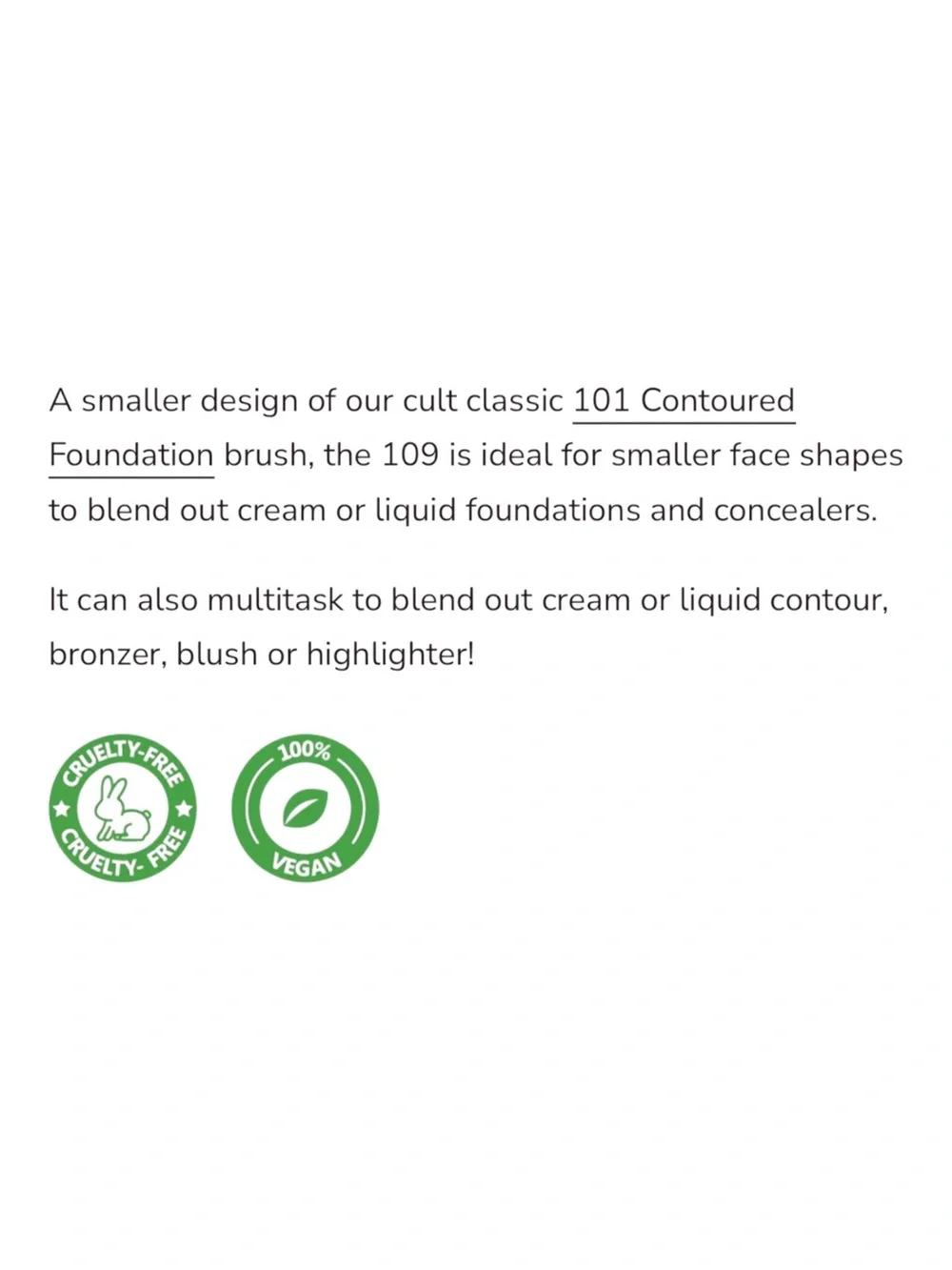 BK Beauty 109 Mini Contoured Foundation Brush BNIP Vegan Cruelty Free
